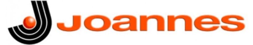 Logo di Joannes in arancione e nero con un'icona J stilizzata in nero.