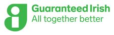 A green logo that says guaranteed irish all together better