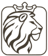 Logo stilizzato di una testa di leone coronata, realizzato con linee nere su sfondo bianco.