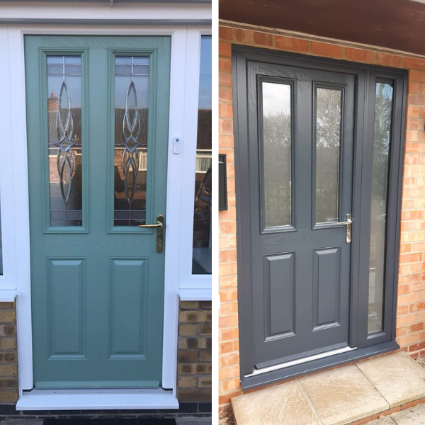 Doors with double glazed stained glass panels