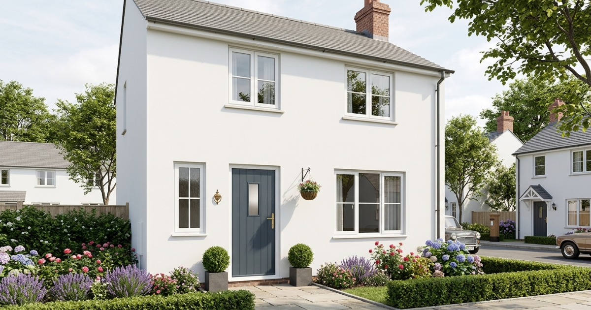 Grey front door by Solidor