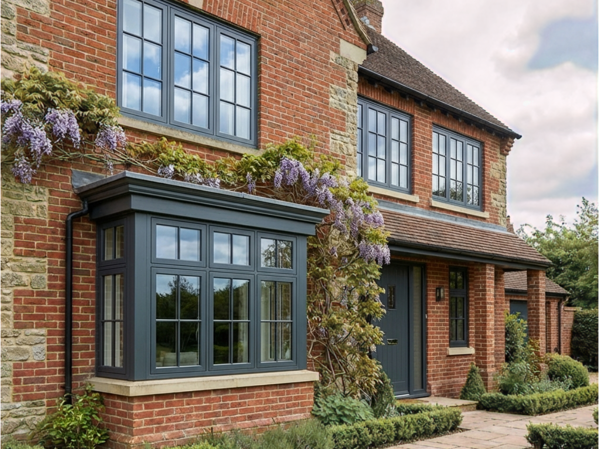 House with Anthracite Flush casement windows by Prior Products  Stratford upon Avon