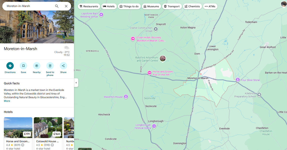 Map of Moreton in Marsh