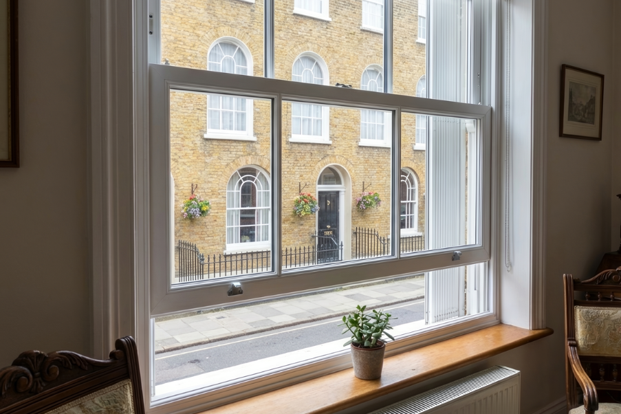 Interior view of sash windows in Stratford-upon-Avon