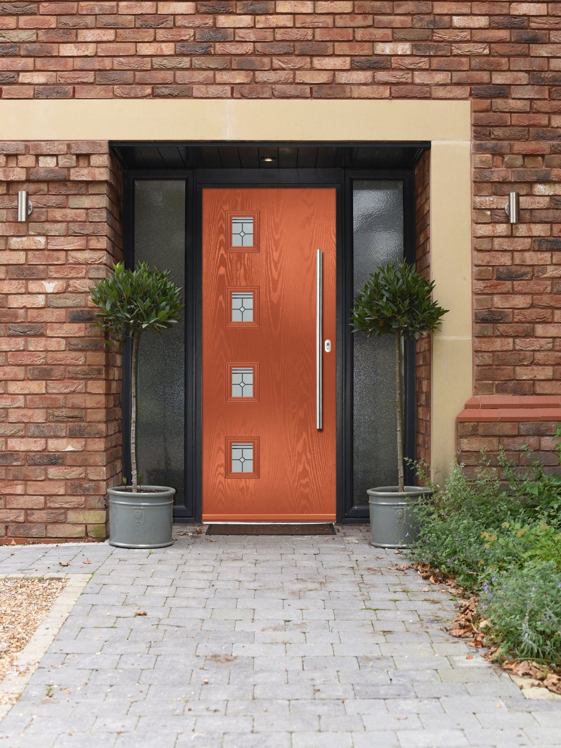 Modern Seminole composite front door with vertical glazing panels fitted in Warwick.
