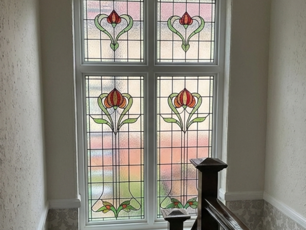 Stained glass windows encapsulated in uPVC double glazing