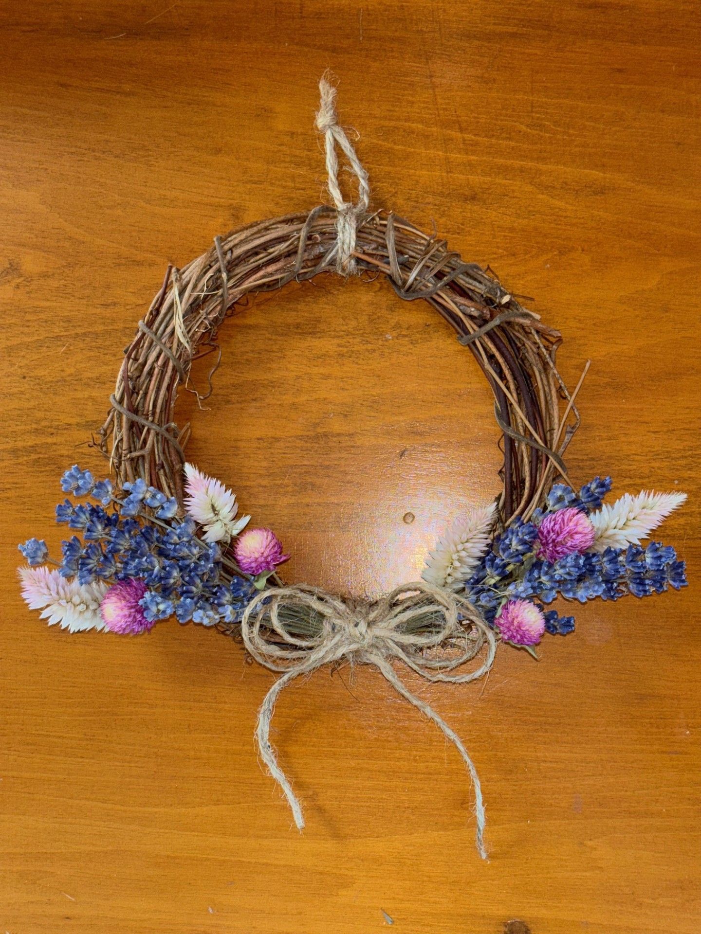Dried Lavender Flower Wreath / Farmhouse Wreath, Small Rustic Lavender Wreath, Spring Dried Country Natural wreath