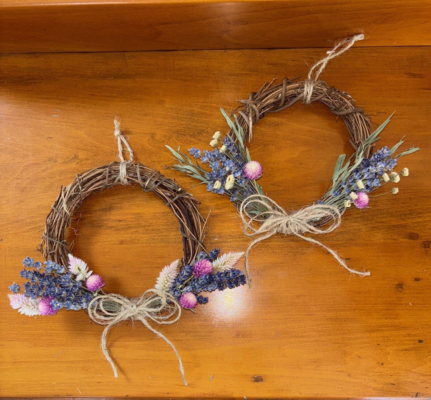Dried Lavender Flower Wreath / Farmhouse Wreath, Small Rustic Lavender Wreath, Spring Dried Country Natural wreath