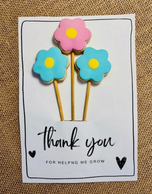 Flower Cookies, Cookie Cards, Party favors, Lavender Cookies, Flower Cookie Pops