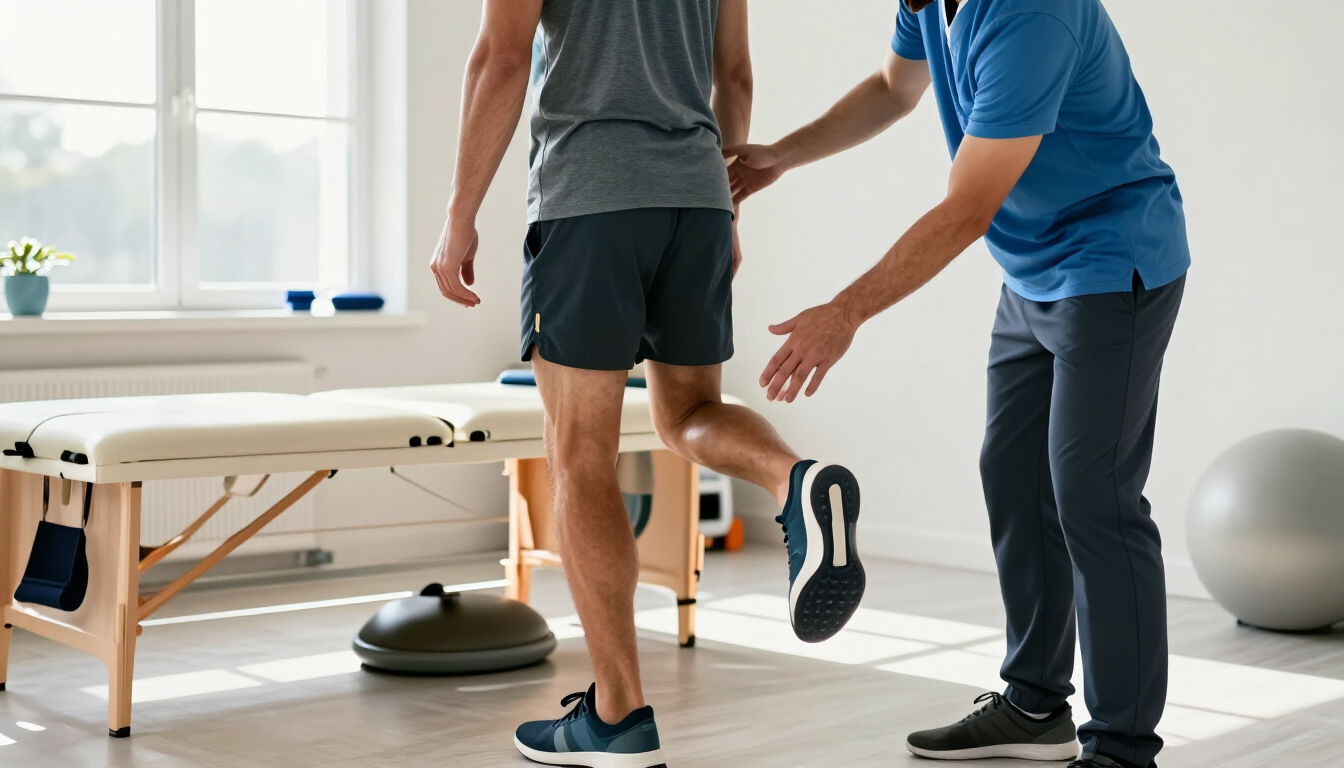 Runner preparing for a gradual return-to-sport rehabilitation session