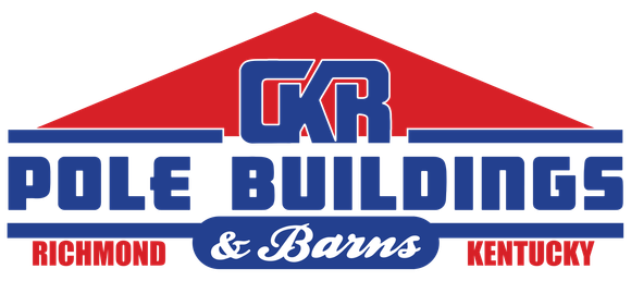 Logo for CKR Pole Buildings & Barns in Richmond, Kentucky, featuring blue text and a red roof graphic.