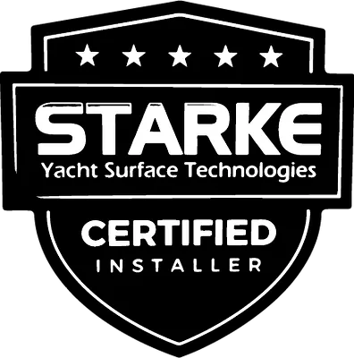 The logo for starke yacht surface technologies is a certified installer.