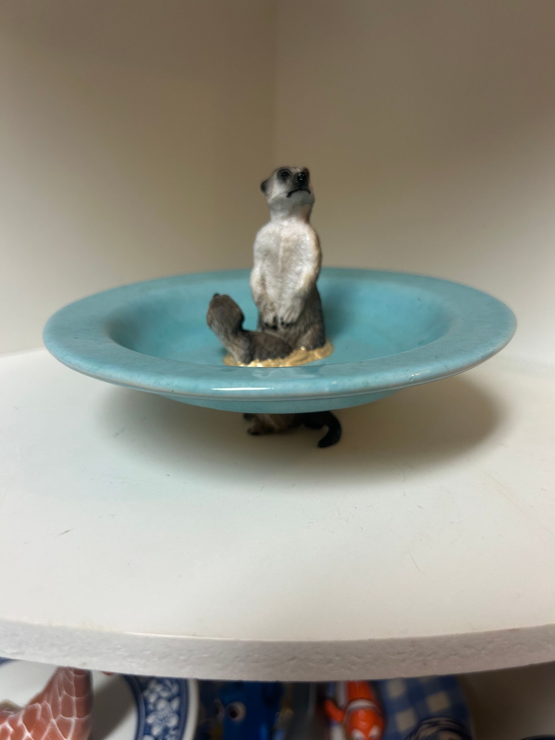 2 Meerkats - Aqua Blue Bowl, 13 cm Diameter