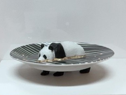 Panda - zwart/wit gestreept schaaltje 16 cm doorsnee