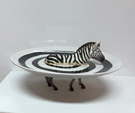 Zebra - zwart/wit schaaltje (15 cm doorsnee)