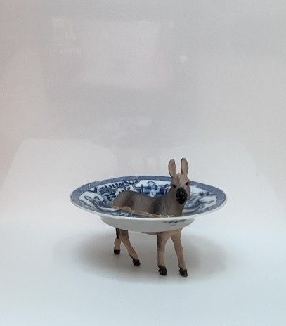 Burro - cuenco chino azul y blanco