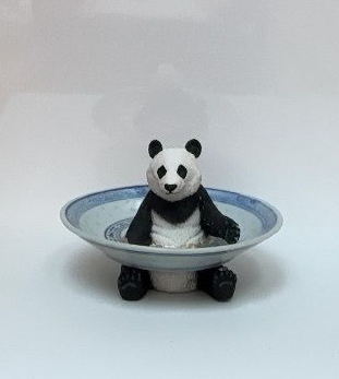 Panda sentado - cuenco chino azul y blanco
