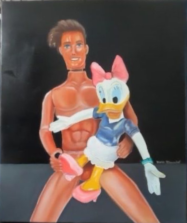 Peinture à l’huile Ken et Katrien 50x60 cm sans cadre (avec les poupées originales)