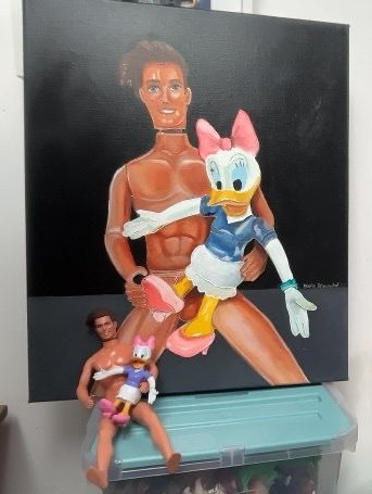 Peinture à l’huile Ken et Katrien 50x60 cm sans cadre (avec les poupées originales)