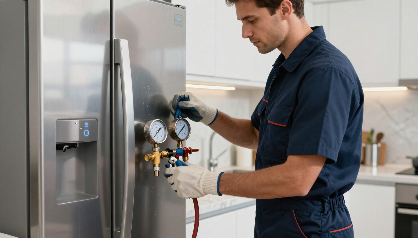 Técnico profesional revisando presiones de gas