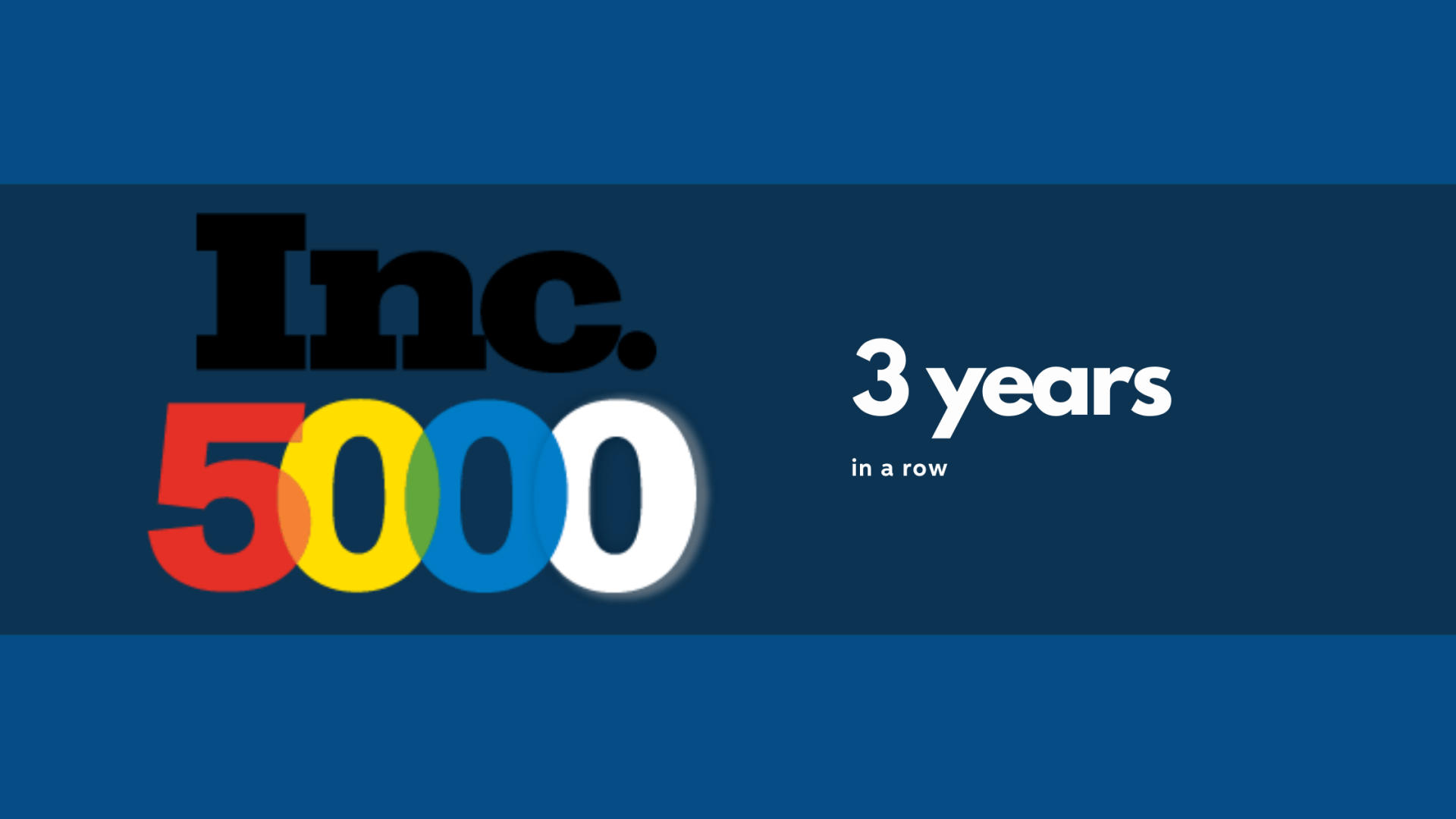 Inc 5000 logo with words 3 years in a row