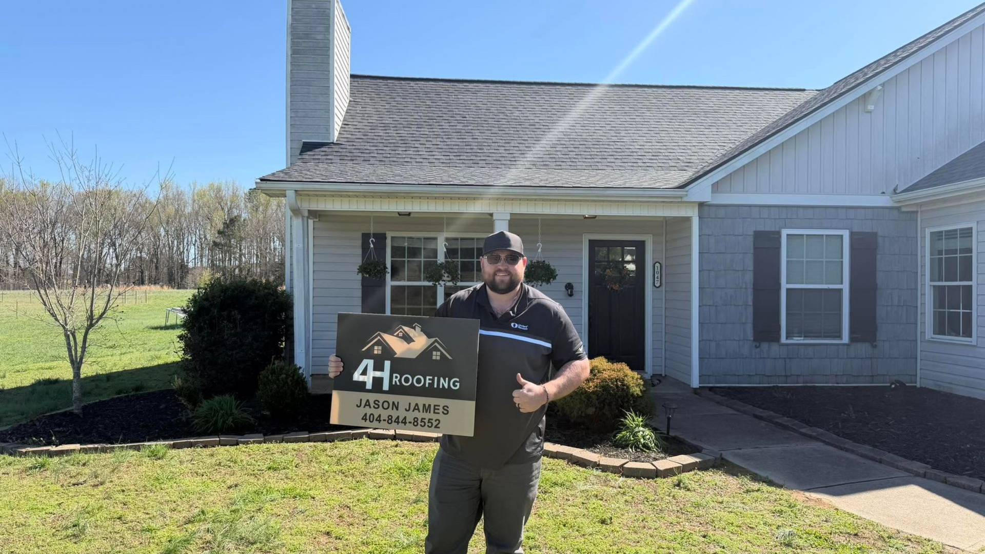 4H Roofing providing a residential roof inspection in Griffin, Georgia during the summer.