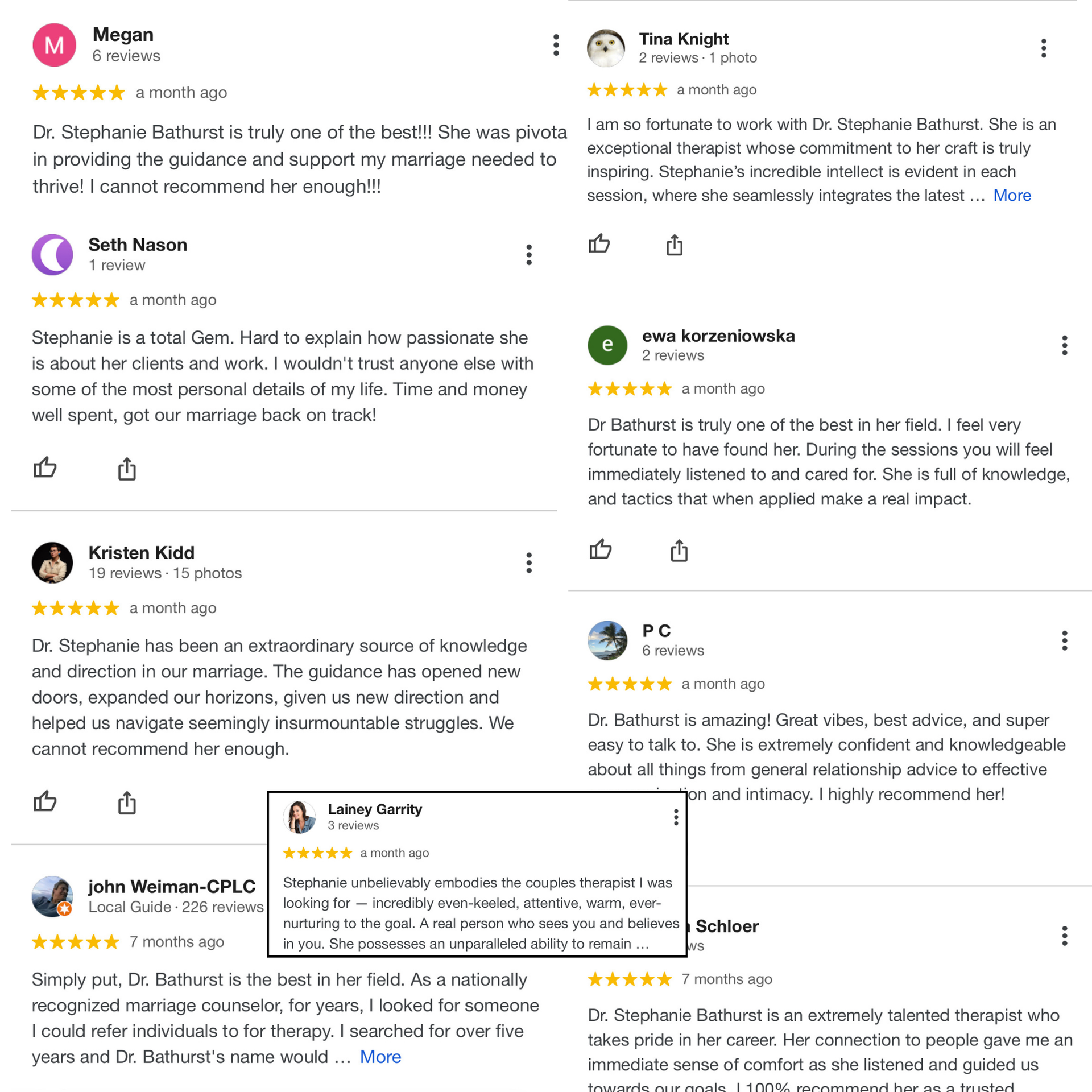 5 star Google reviews confirming that tropical retreats and 90 day online coaching is the best for reconnection couples
