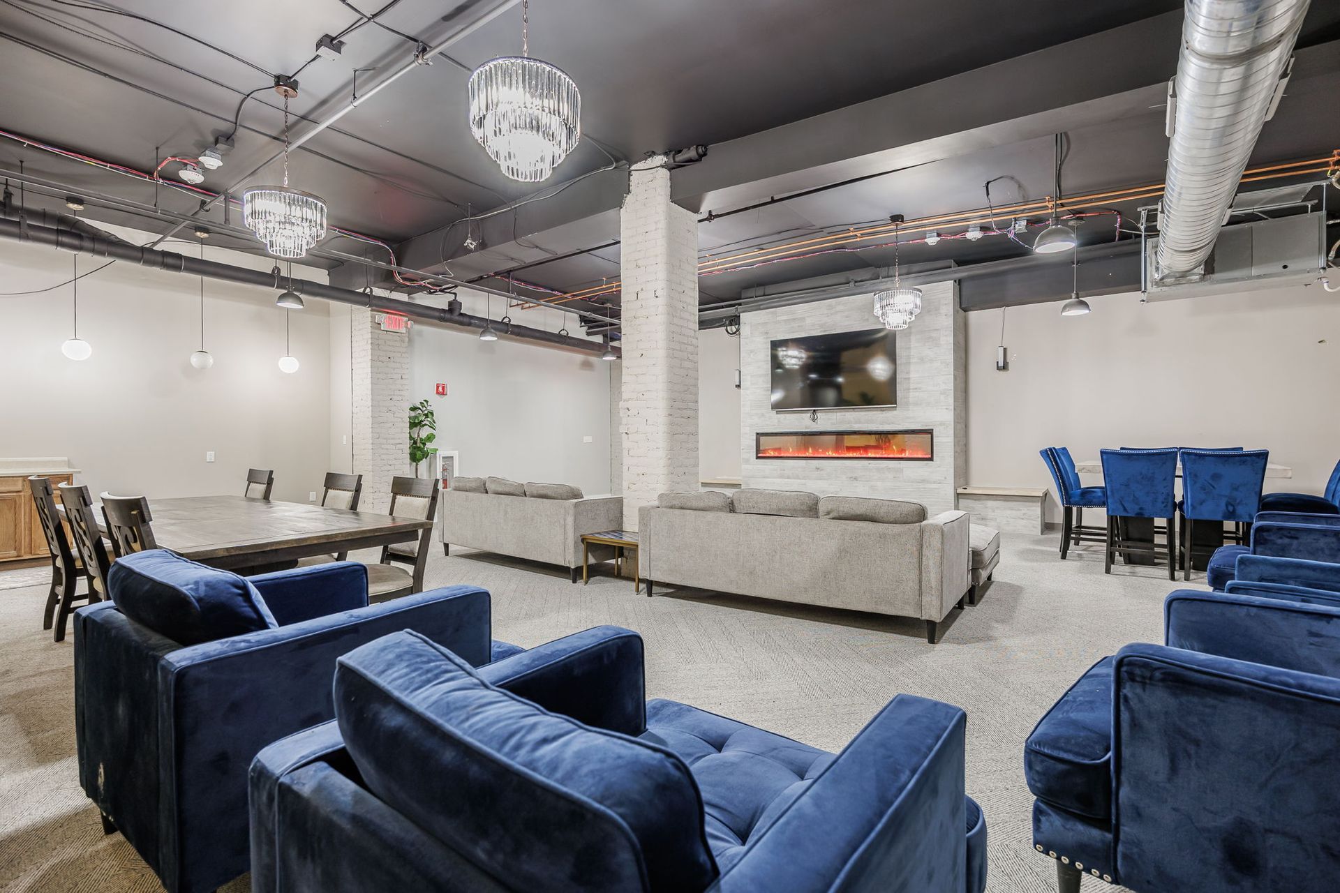 Resident lounge with fireplace