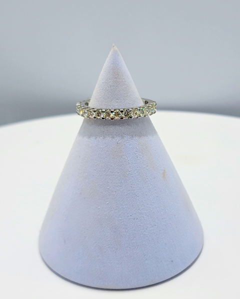 Lavender cone jewelry display with a silver ring on top
