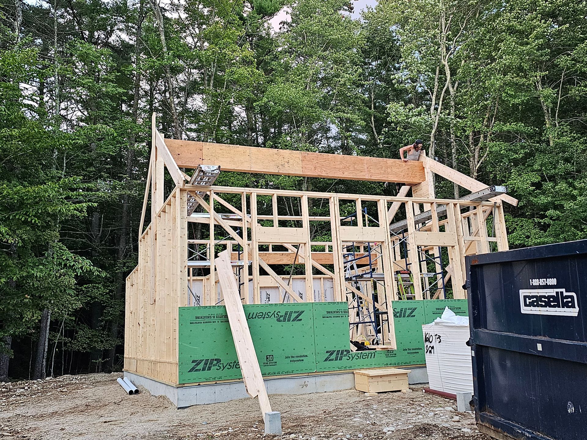 a wooden structure is being built with zip system sheathing