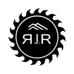 a black and white sawblade with roof lines logo
