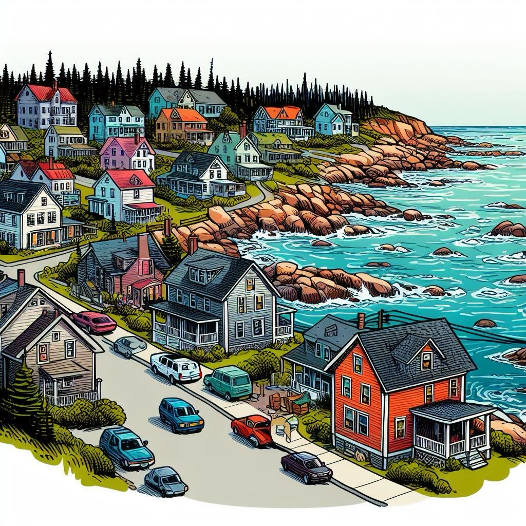 a cartoon image of a maine coast