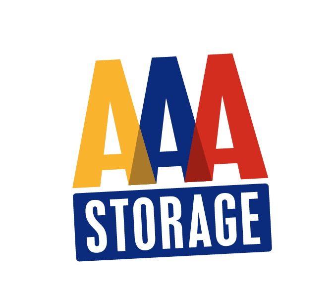 AAA Storage logo in blue, orange, and red on a white background