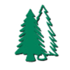 Two green christmas trees on a white background.
