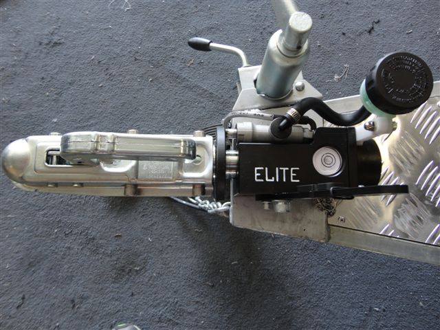 Close-up of a trailer hitch assembly with 