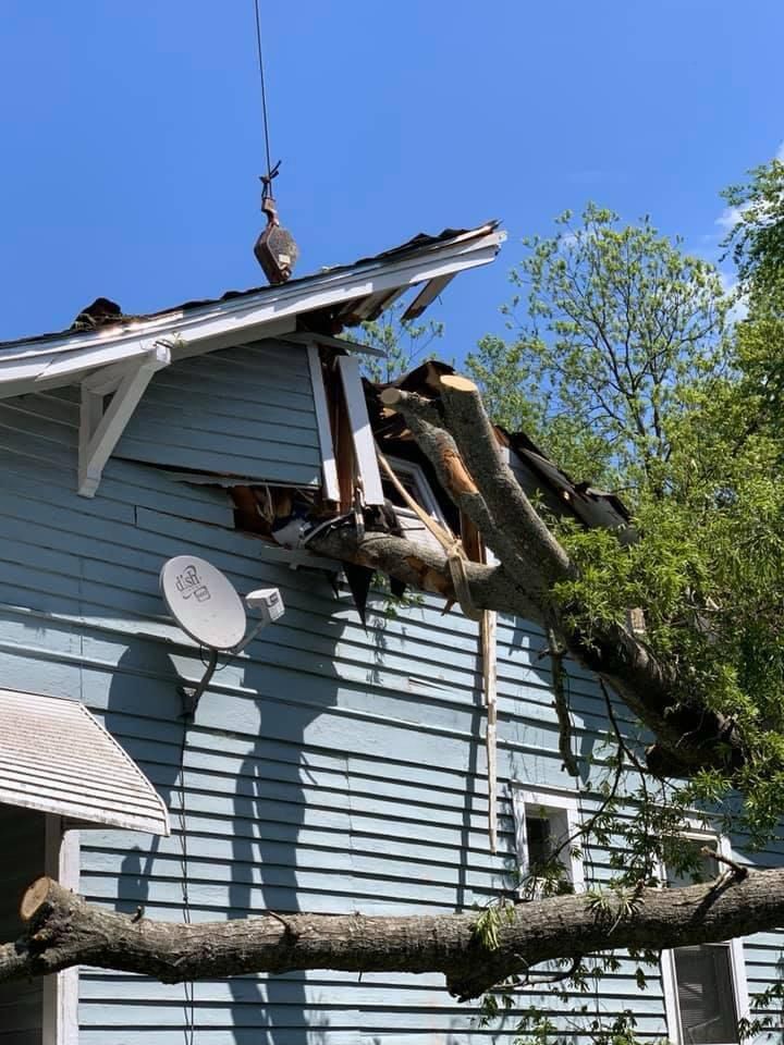 Tree Has Fallen on the Roof — Sanford, NC — Phil Stone & Sons Tree Removal Tree Has Fallen on the Roof — Sanford, NC — Phil Stone & Sons Tree Removal