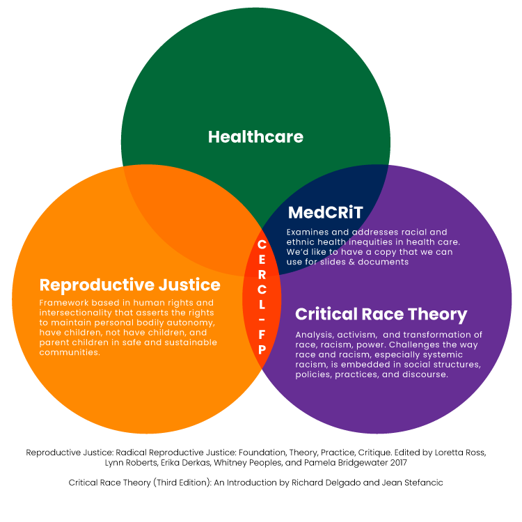 A diagram of healthcare reproductive justice and critical race theory