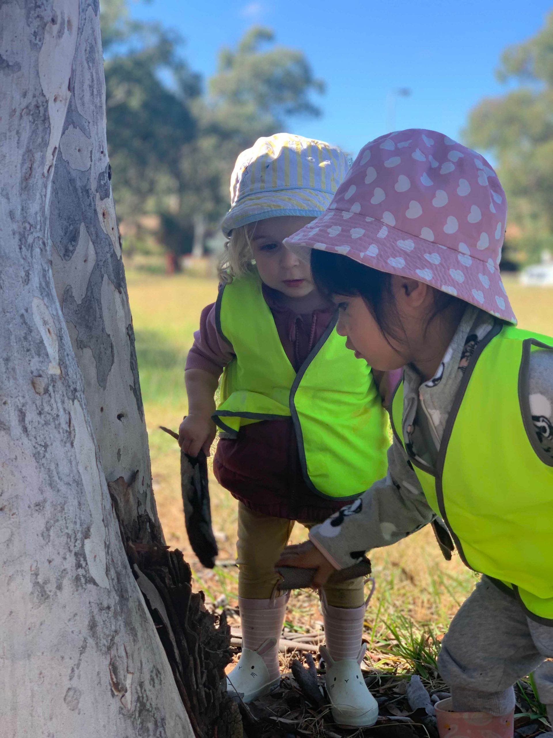 Two Little Girls Wearing Neon Safety Vest — Macarthur, ACT — TeddyBears Childcare Centre