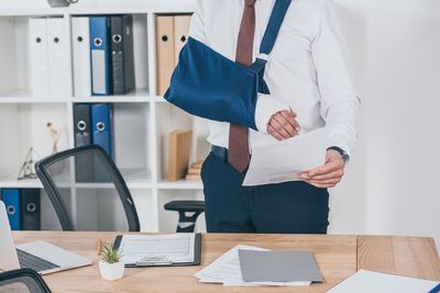 Office worker with shoulder injury