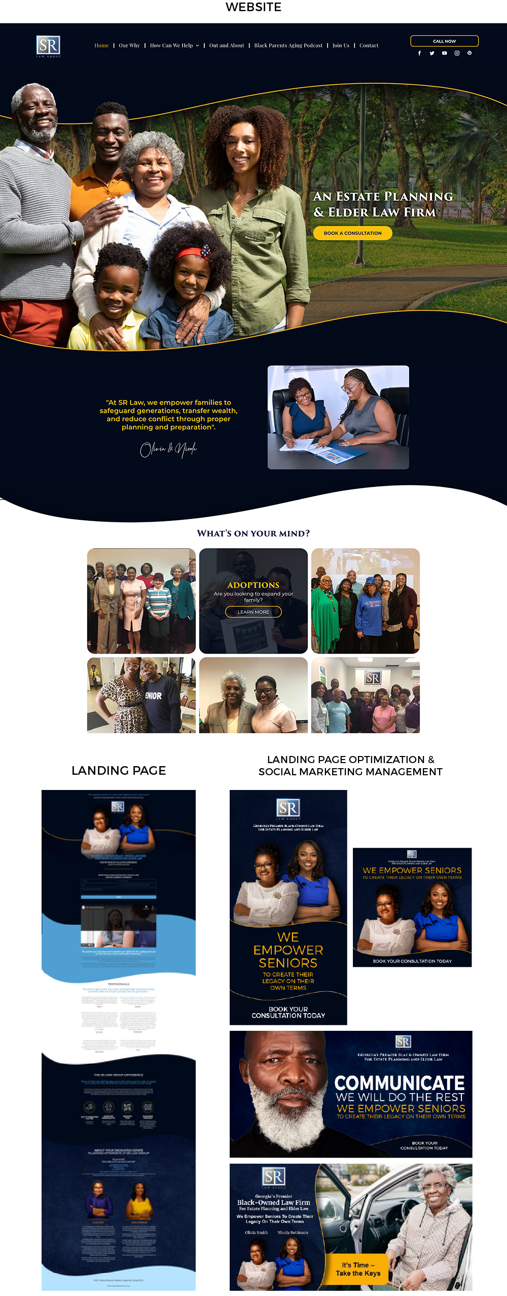 A group of people are standing next to each other on a website.