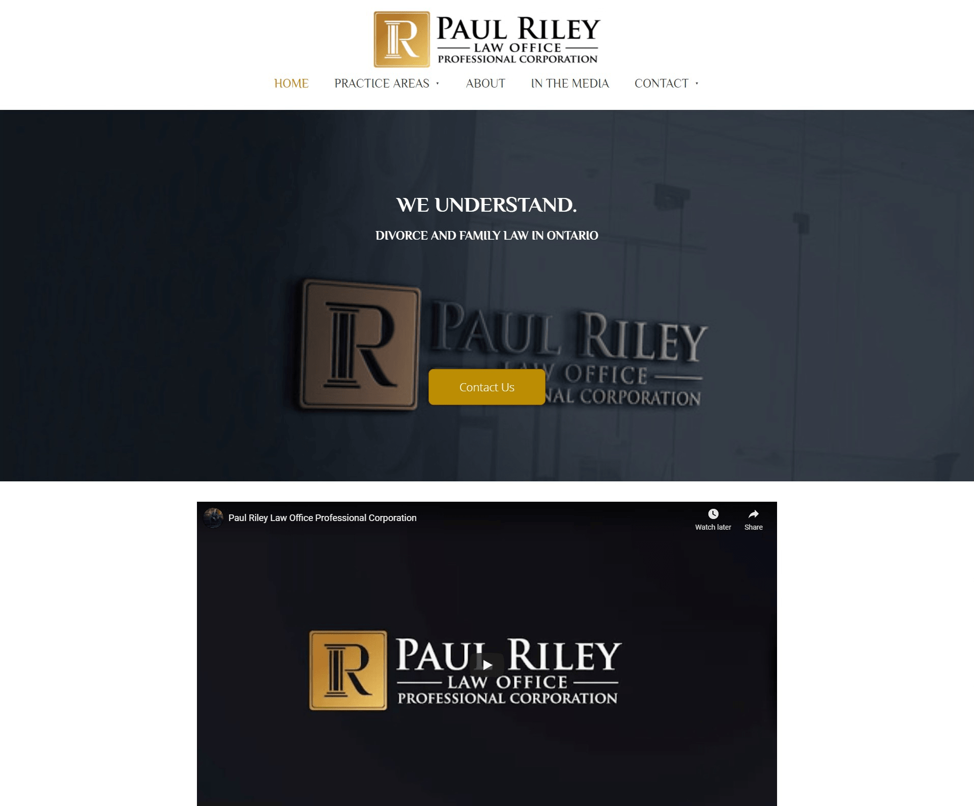 A screenshot of the paul riley law office website.