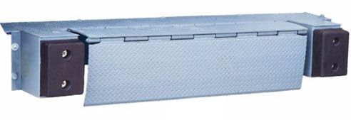 A metal box with two black rubber pads on a white background.