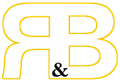 Stylized yellow-outlined &ldquo;RB&rdquo; letters with a black ampersand centered below.