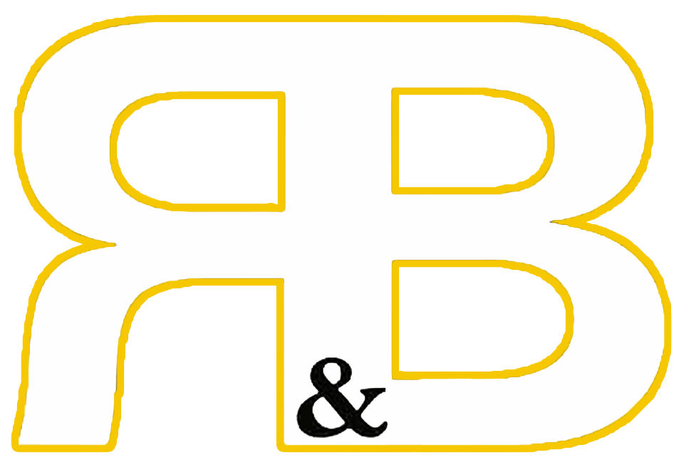 Stylized yellow-outlined &ldquo;RB&rdquo; letters with a black ampersand centered below.