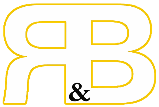 Yellow outlined “RB” letters with a black ampersand centered below.
