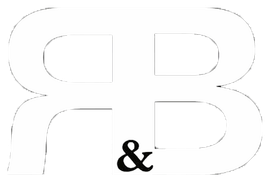 R&B Roofing Remodeling logo in white on black with yellow underline