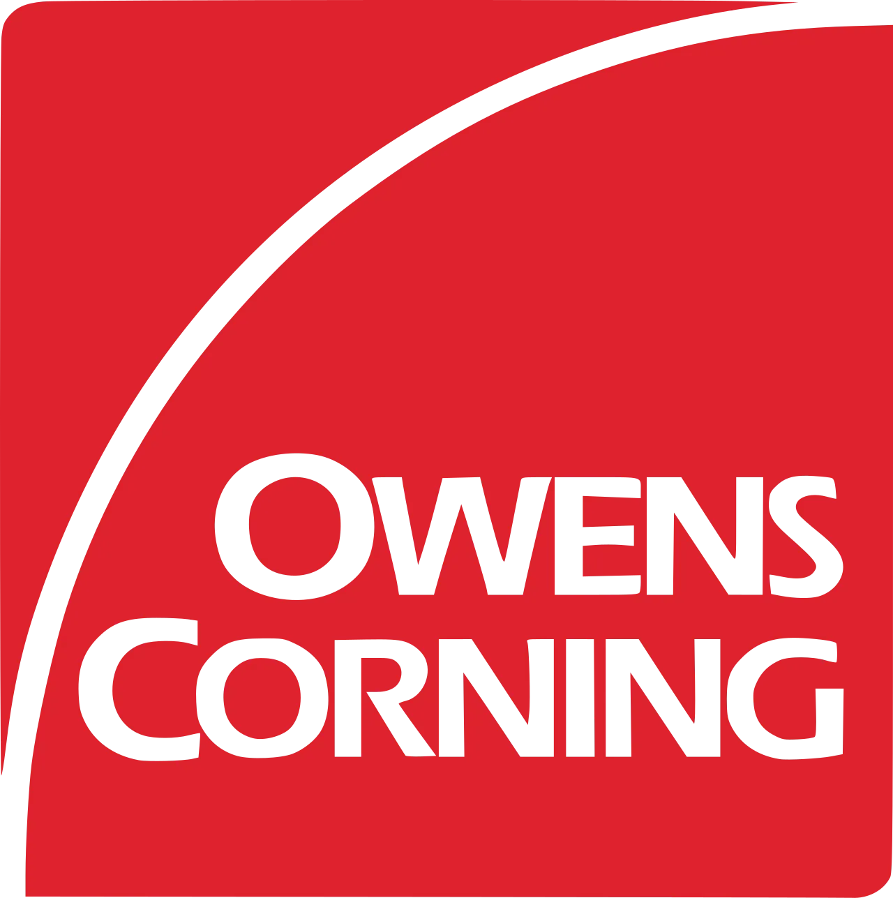 Owens Corning logo in white on a red background