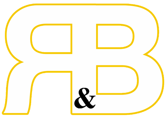 Yellow outlined “RB” letters with a black ampersand centered below.