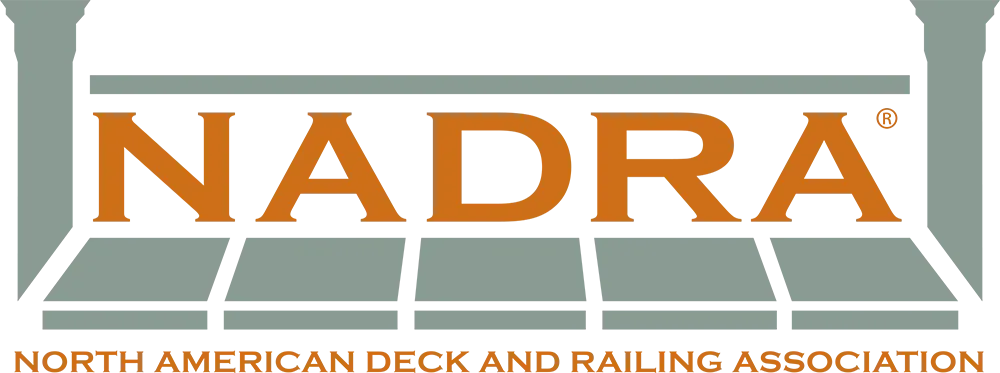 NADRA logo in orange and green with “North American Deck and Railing Association” text and deck railing graphic