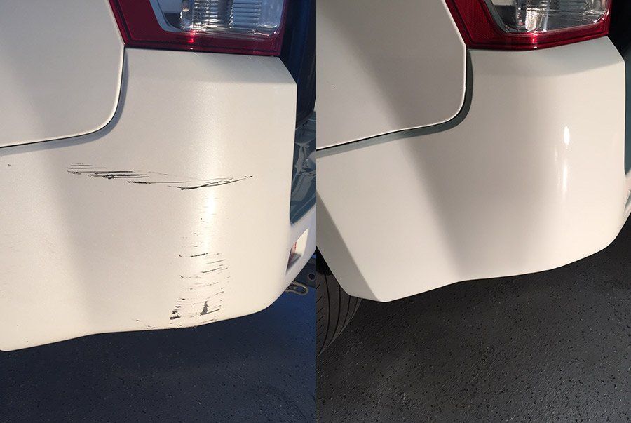 white car repairs before and after